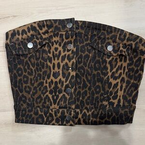 Buckle Leopard Print Crop Top Tube Top